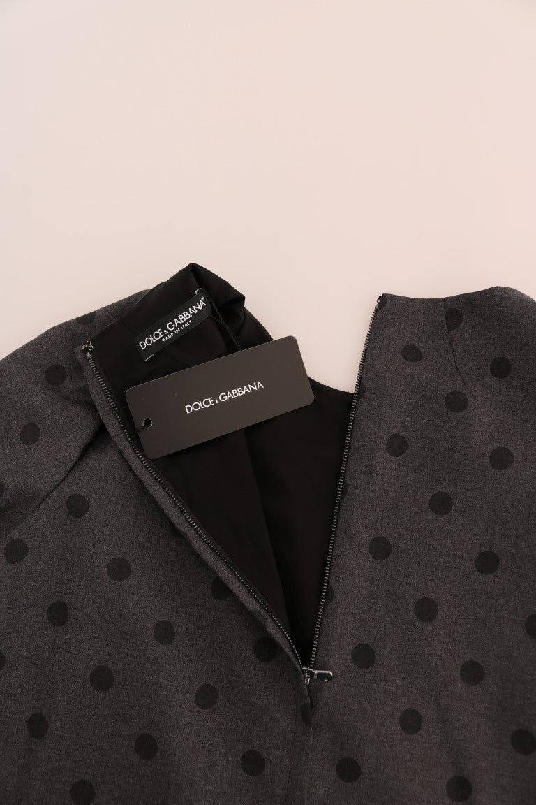 Robe fourreau en laine grise à pois Dolce &amp; Gabbana