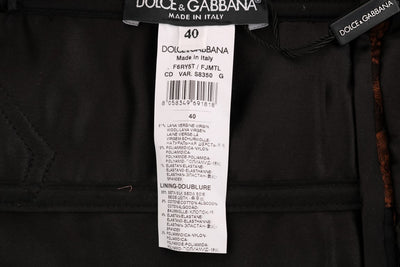 Robe trapèze en brocart floral noir et marron Dolce &amp; Gabbana