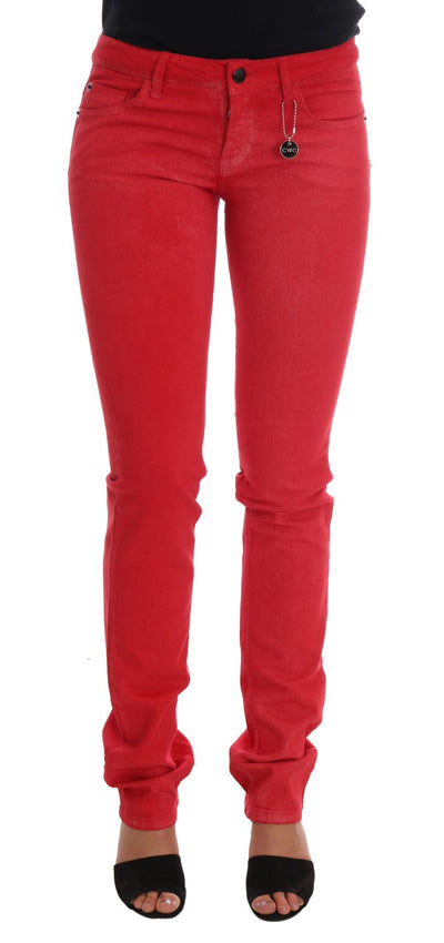 Costume National Rode Katoenen Stretch Slim Jeans