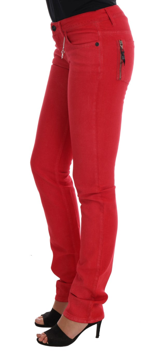 Costume National Rode Katoenen Stretch Slim Jeans