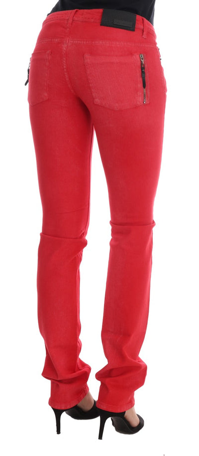 Costume National Rode Katoenen Stretch Slim Jeans