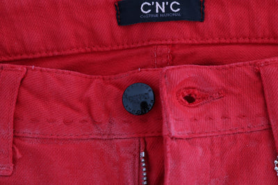 Costume National Rode Katoenen Stretch Slim Jeans