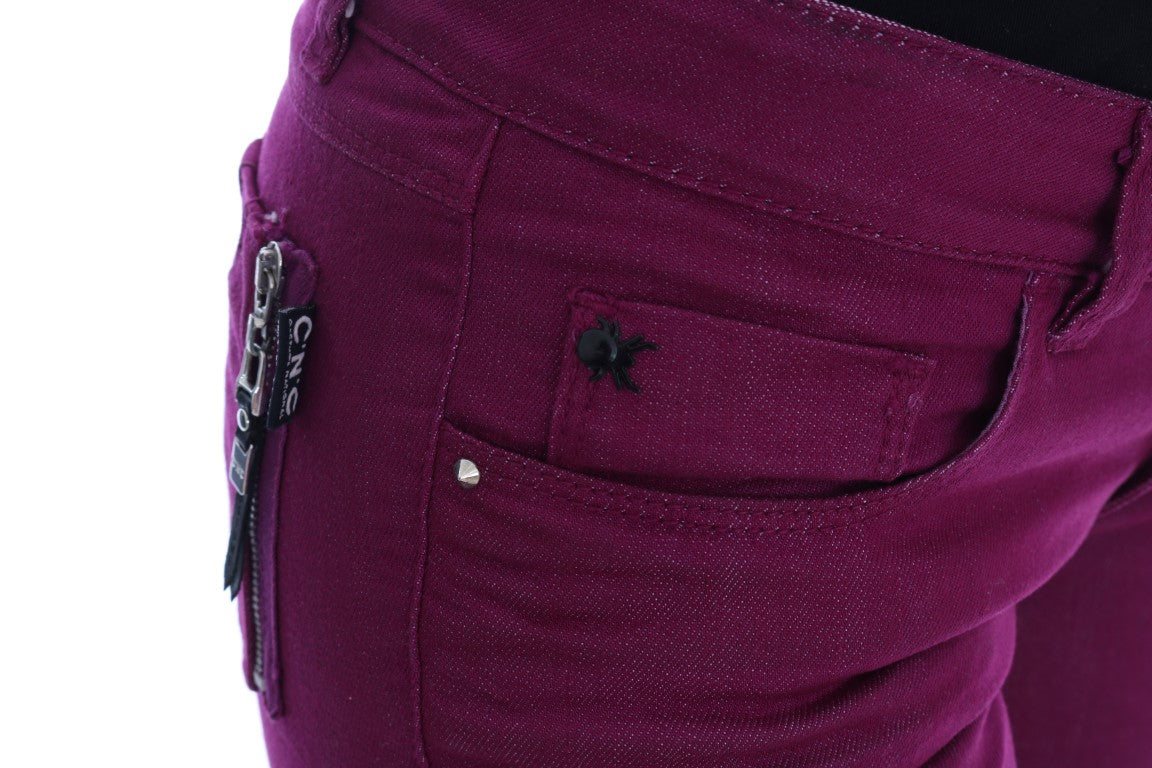 Costume National paarse katoenen stretch slim denim jeans