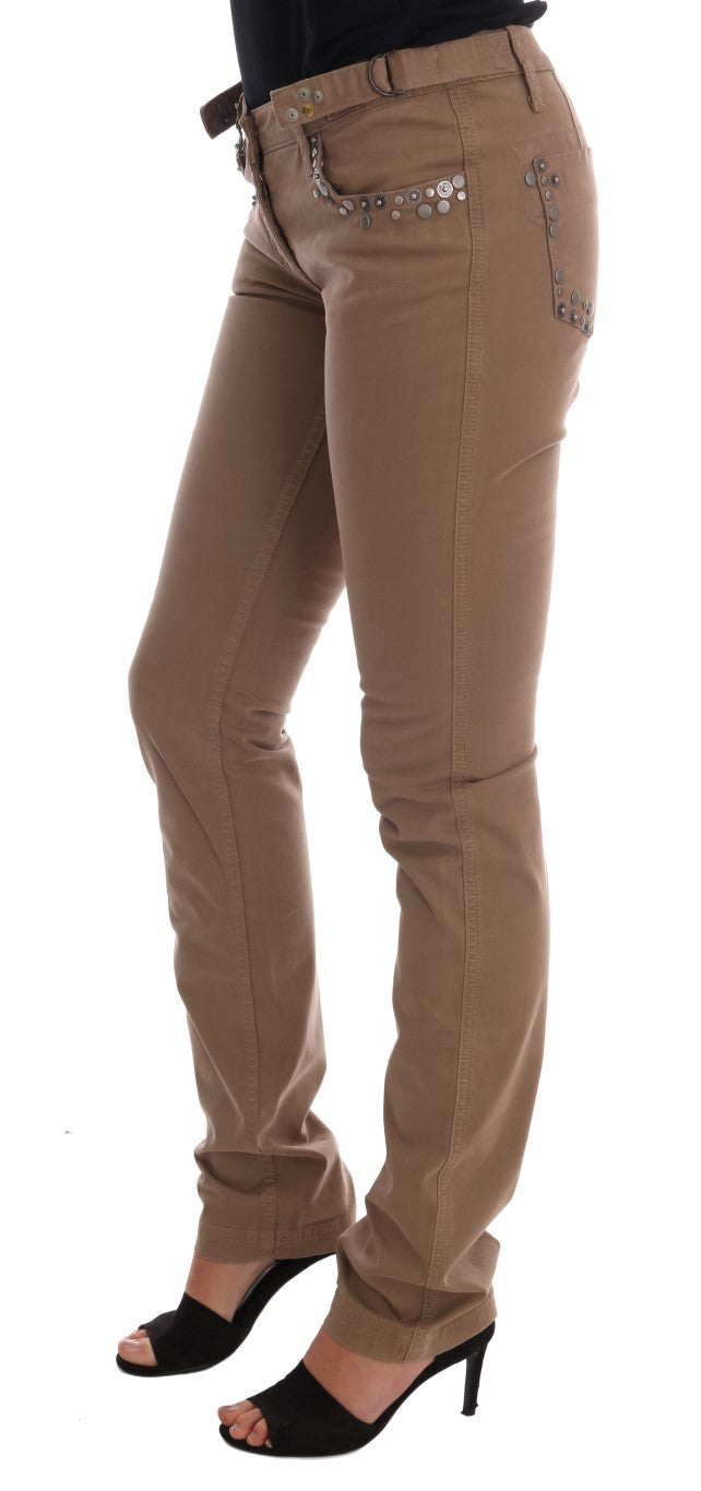 Costume National Beige Katoenen Stretch Slim Fit Jeans