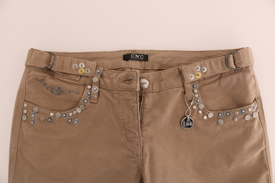Costume National Beige Katoenen Stretch Slim Fit Jeans