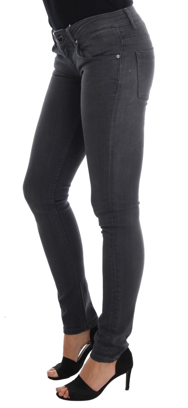 Acht Grijze Katoenen Slim Fit Denim Jeans