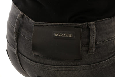 Acht Grijze Katoenen Slim Fit Denim Jeans
