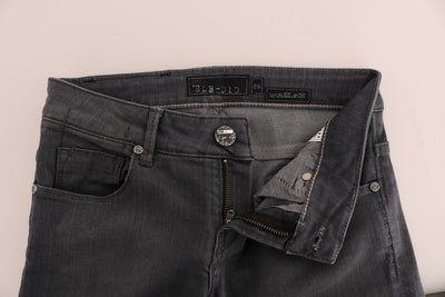 Acht Grijze Katoenen Slim Fit Denim Jeans
