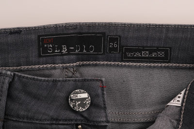 Acht Grijze Katoenen Slim Fit Denim Jeans