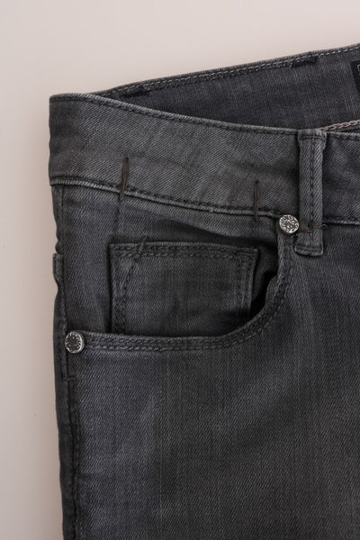 Acht Grijze Katoenen Slim Fit Denim Jeans