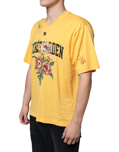 T-shirt ras du cou en coton à fleurs jaunes Dolce &amp; Gabbana Secret Garden