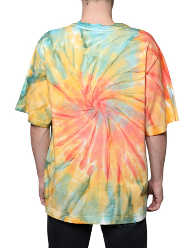 Dolce &amp; Gabbana Multicolor Tie-Dye Logo Katoenen T-shirt