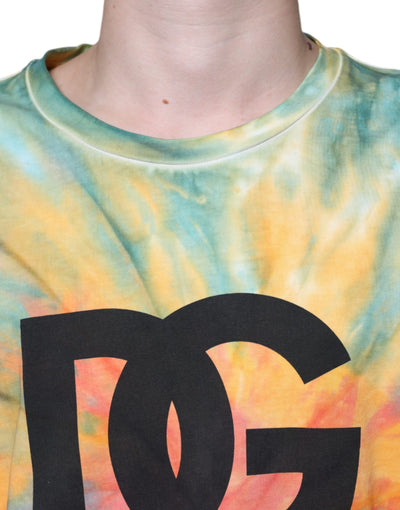 Dolce &amp; Gabbana Multicolor Tie-Dye Logo Katoenen T-shirt