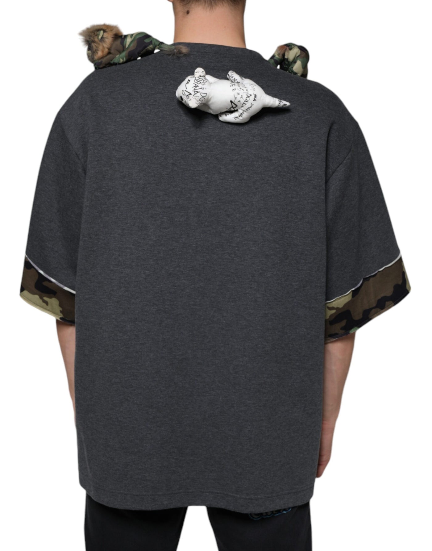 Dolce &amp; Gabbana Grijs Camouflage Animal Stuff Katoenen T-shirt