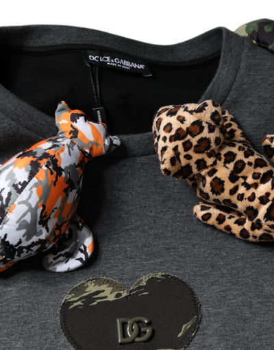 Dolce &amp; Gabbana Grijs Camouflage Animal Stuff Katoenen T-shirt