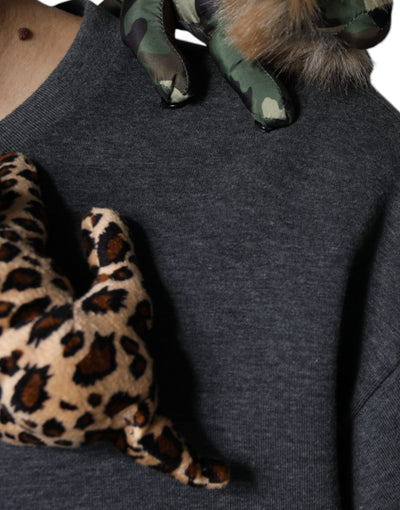 Dolce &amp; Gabbana Grijs Camouflage Animal Stuff Katoenen T-shirt