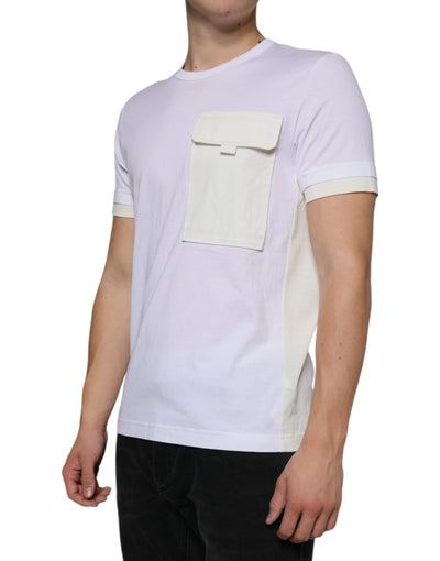 Dolce &amp; Gabbana Wit Katoenen T-shirt met Zakje en Korte Mouwen