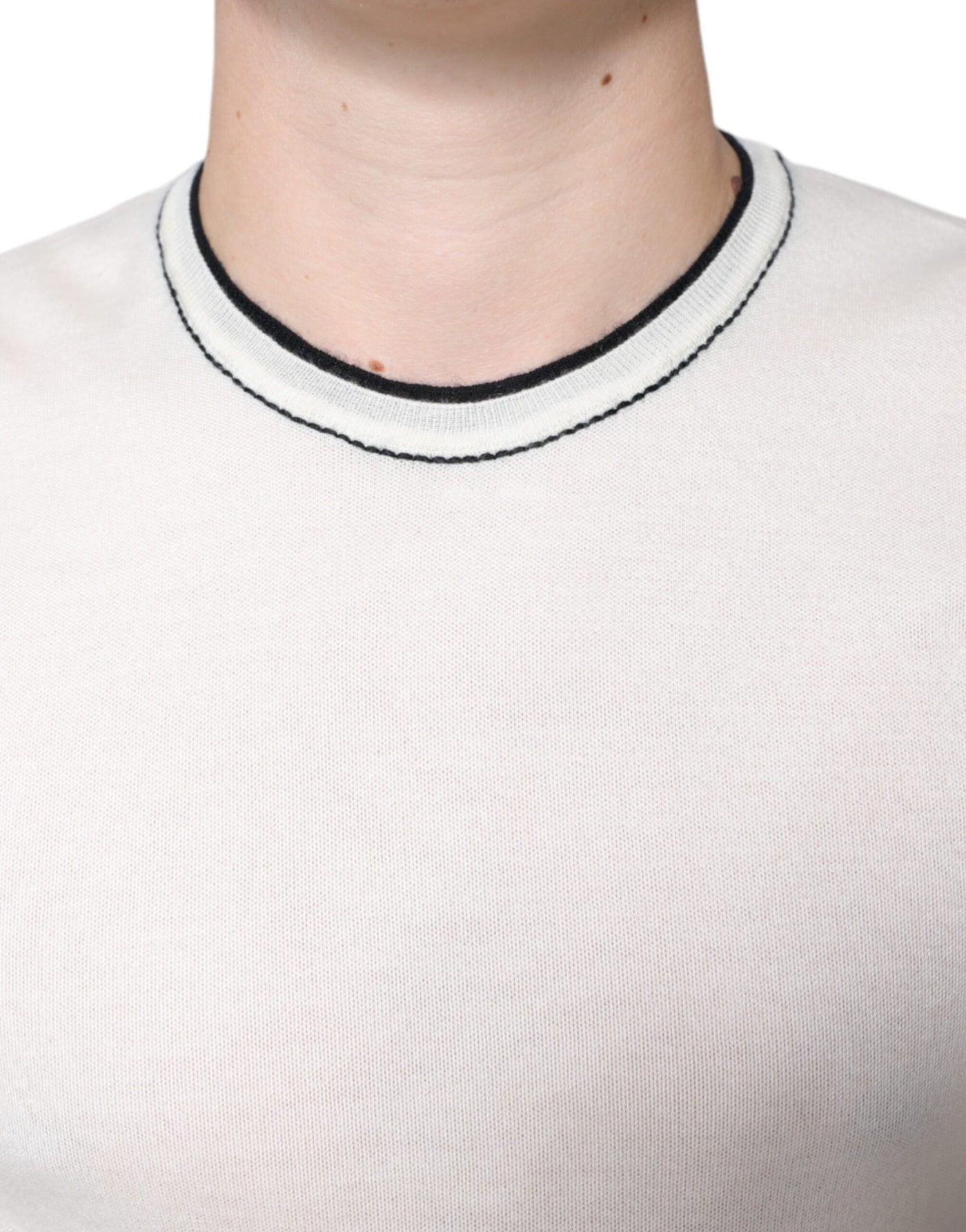 Dolce &amp; Gabbana Off White Cashmere T-shirt met korte mouwen