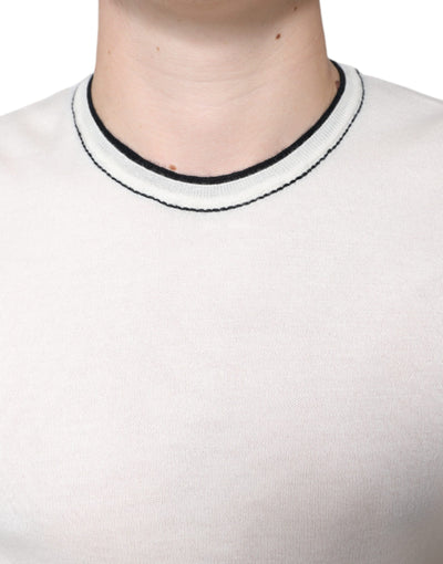 Dolce &amp; Gabbana Off White Cashmere T-shirt met korte mouwen