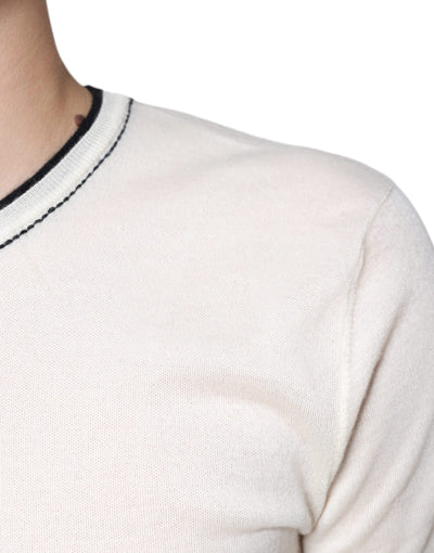 Dolce &amp; Gabbana Off White Cashmere T-shirt met korte mouwen