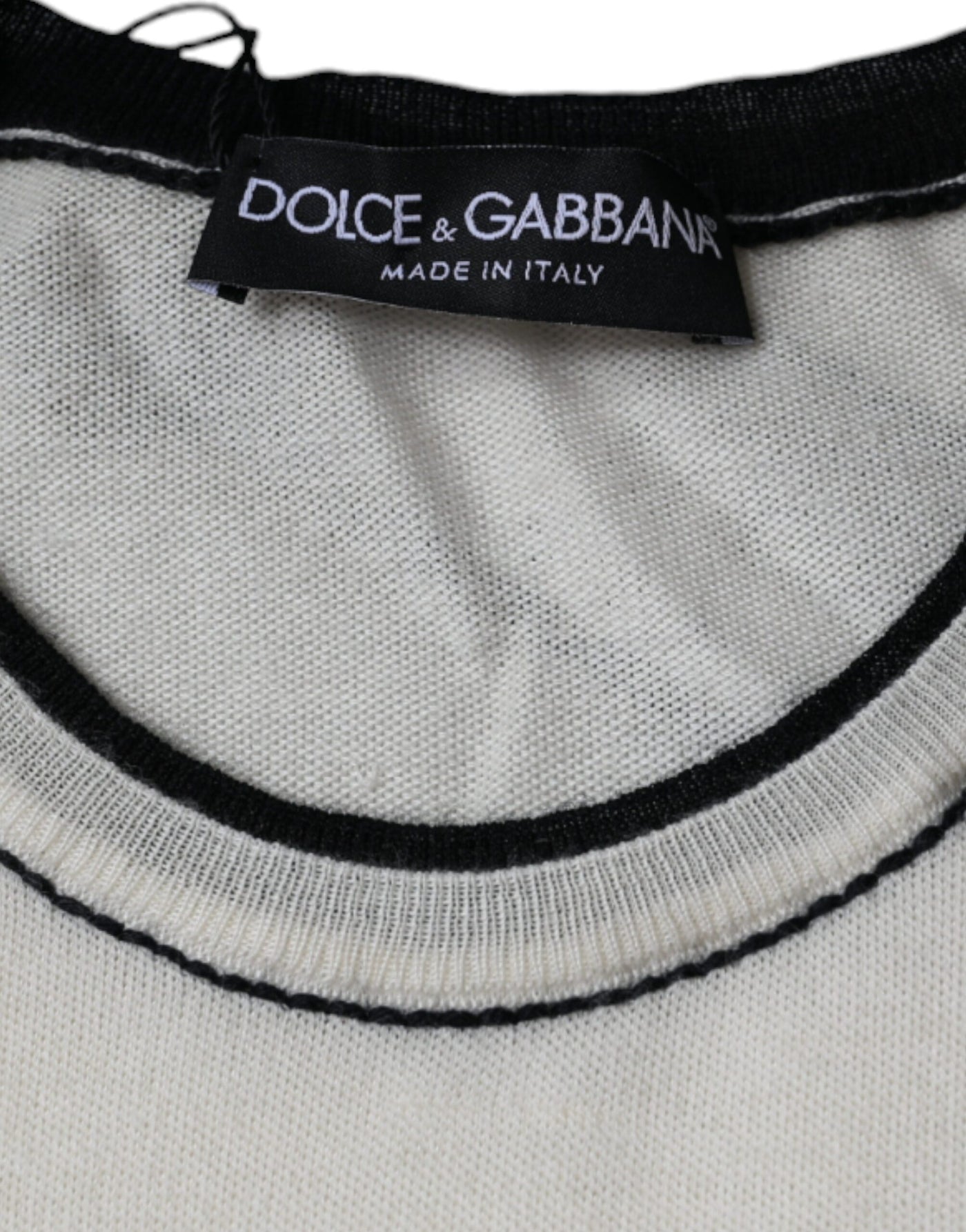 Dolce &amp; Gabbana Off White Cashmere T-shirt met korte mouwen
