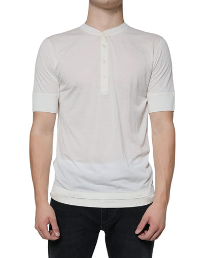 Dolce &amp; Gabbana Off White Katoenen T-shirt met Korte Mouwen