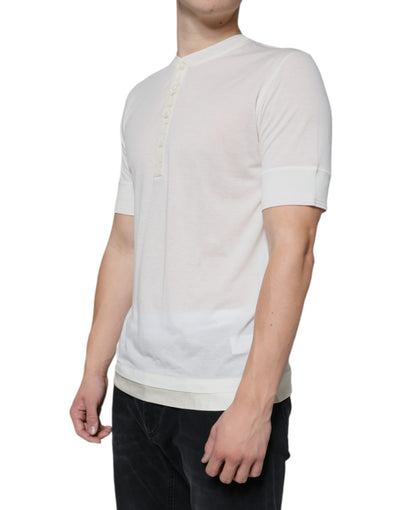 Dolce &amp; Gabbana Off White Katoenen T-shirt met Korte Mouwen