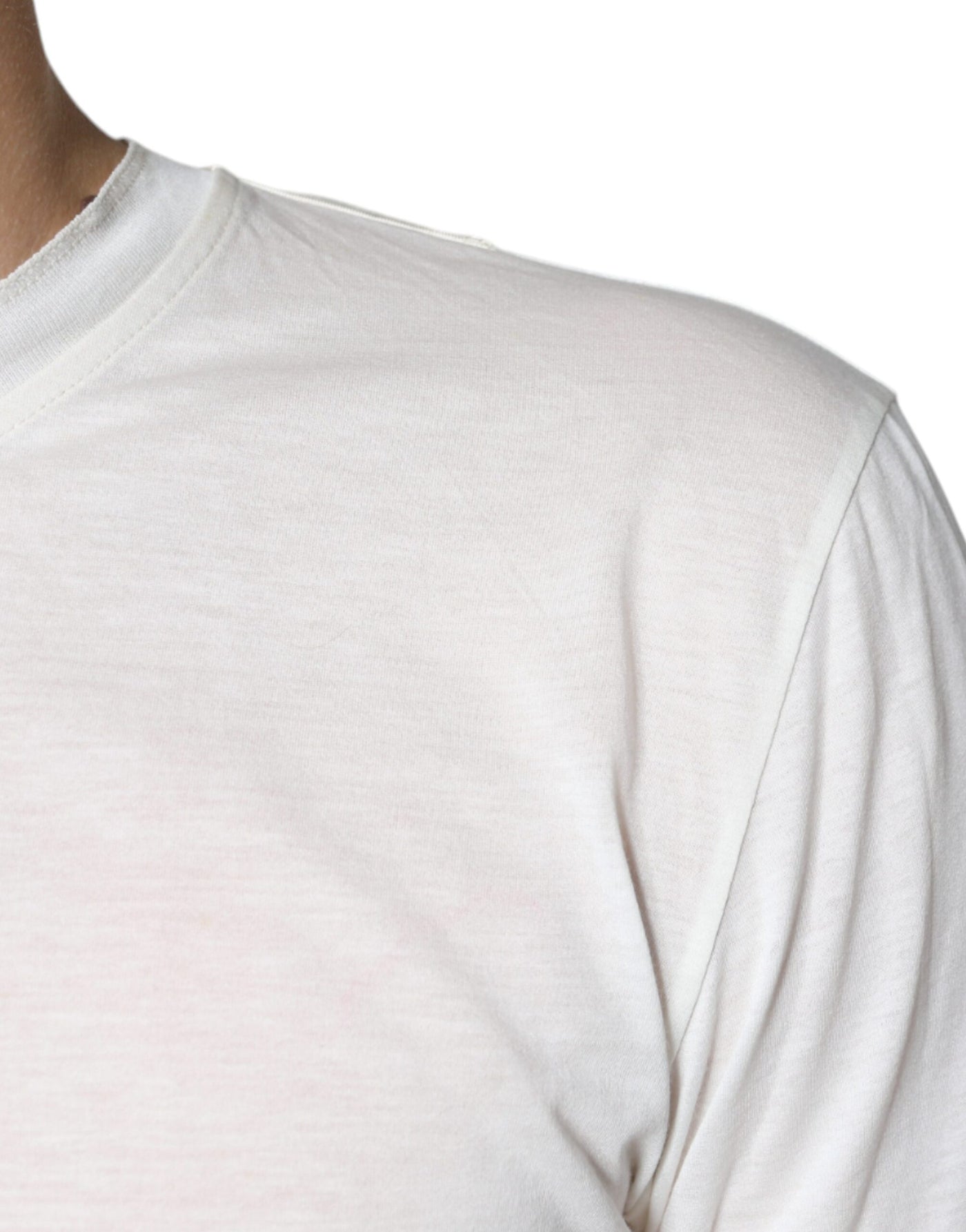 Dolce &amp; Gabbana Off White Katoenen T-shirt met Korte Mouwen