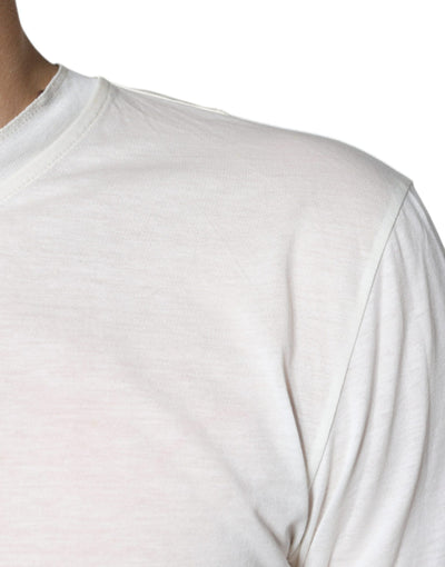 Dolce &amp; Gabbana Off White Katoenen T-shirt met Korte Mouwen
