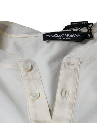 Dolce &amp; Gabbana Off White Katoenen T-shirt met Korte Mouwen