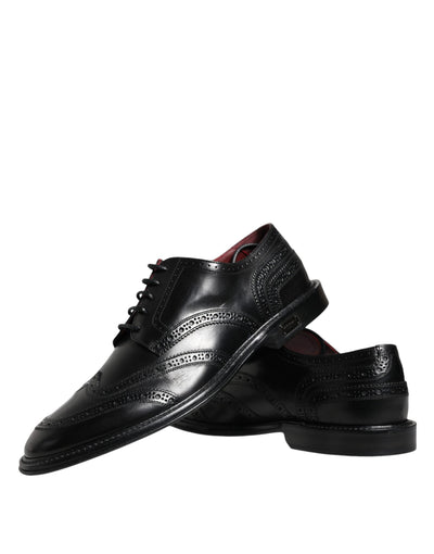 Dolce &amp; Gabbana Zwarte Leren Oxford Wingtip Formele Schoenen