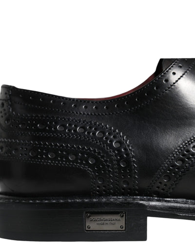 Dolce &amp; Gabbana Zwarte Leren Oxford Wingtip Formele Schoenen