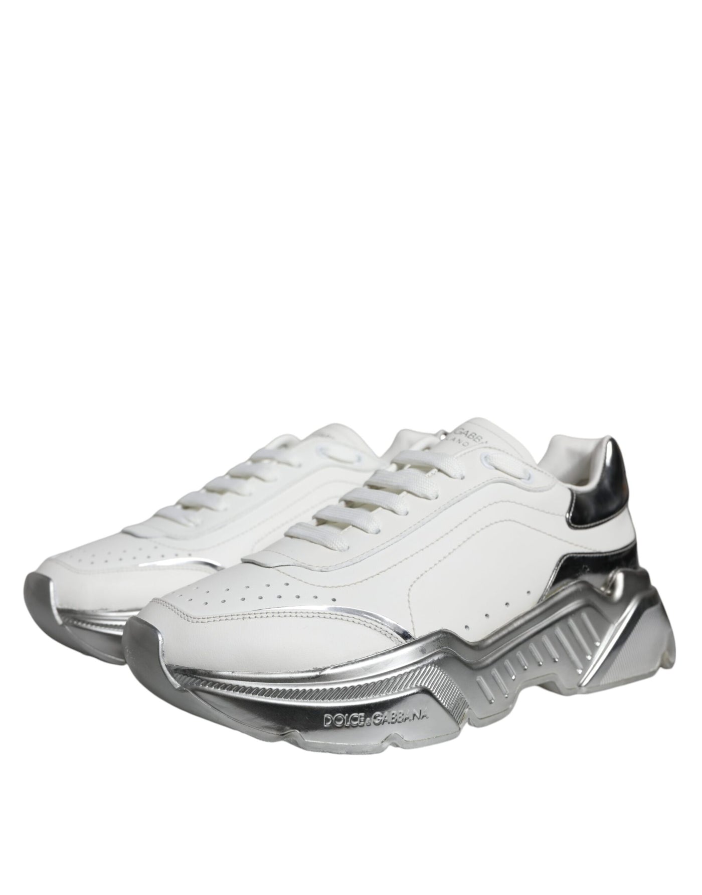 Dolce &amp; Gabbana Witte Zilveren Daymaster Lage Sneakers Schoenen