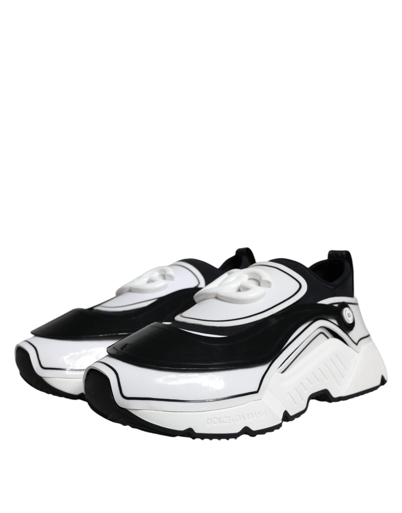Dolce &amp; Gabbana Wit Zwart Logo Plaque Daymaster Sneakers Schoenen