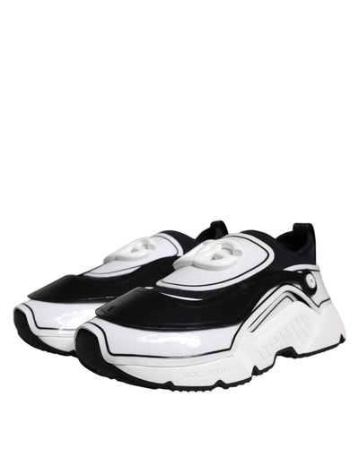 Dolce &amp; Gabbana Wit Zwart Logo Plaque Daymaster Sneakers Schoenen