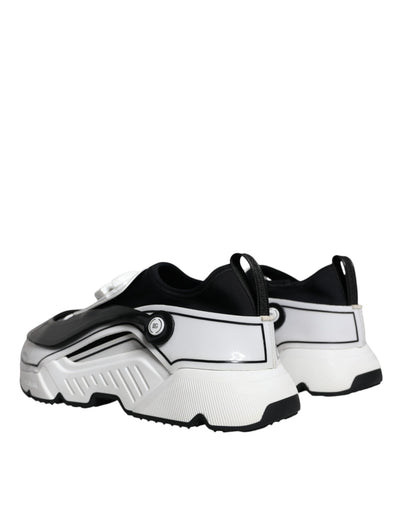 Dolce &amp; Gabbana Wit Zwart Logo Plaque Daymaster Sneakers Schoenen