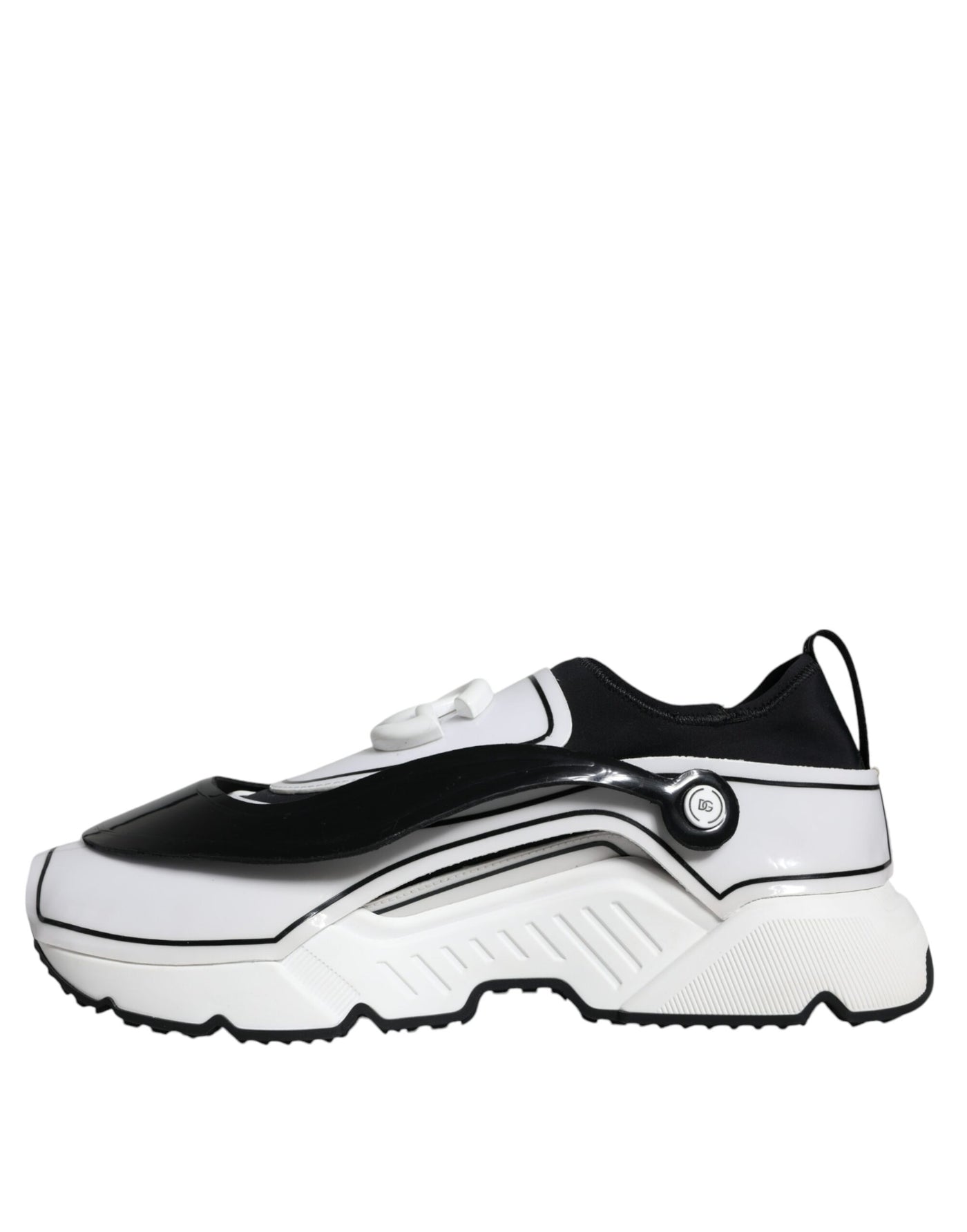 Dolce &amp; Gabbana Wit Zwart Logo Plaque Daymaster Sneakers Schoenen