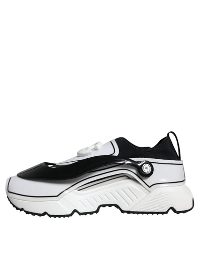 Dolce &amp; Gabbana Wit Zwart Logo Plaque Daymaster Sneakers Schoenen