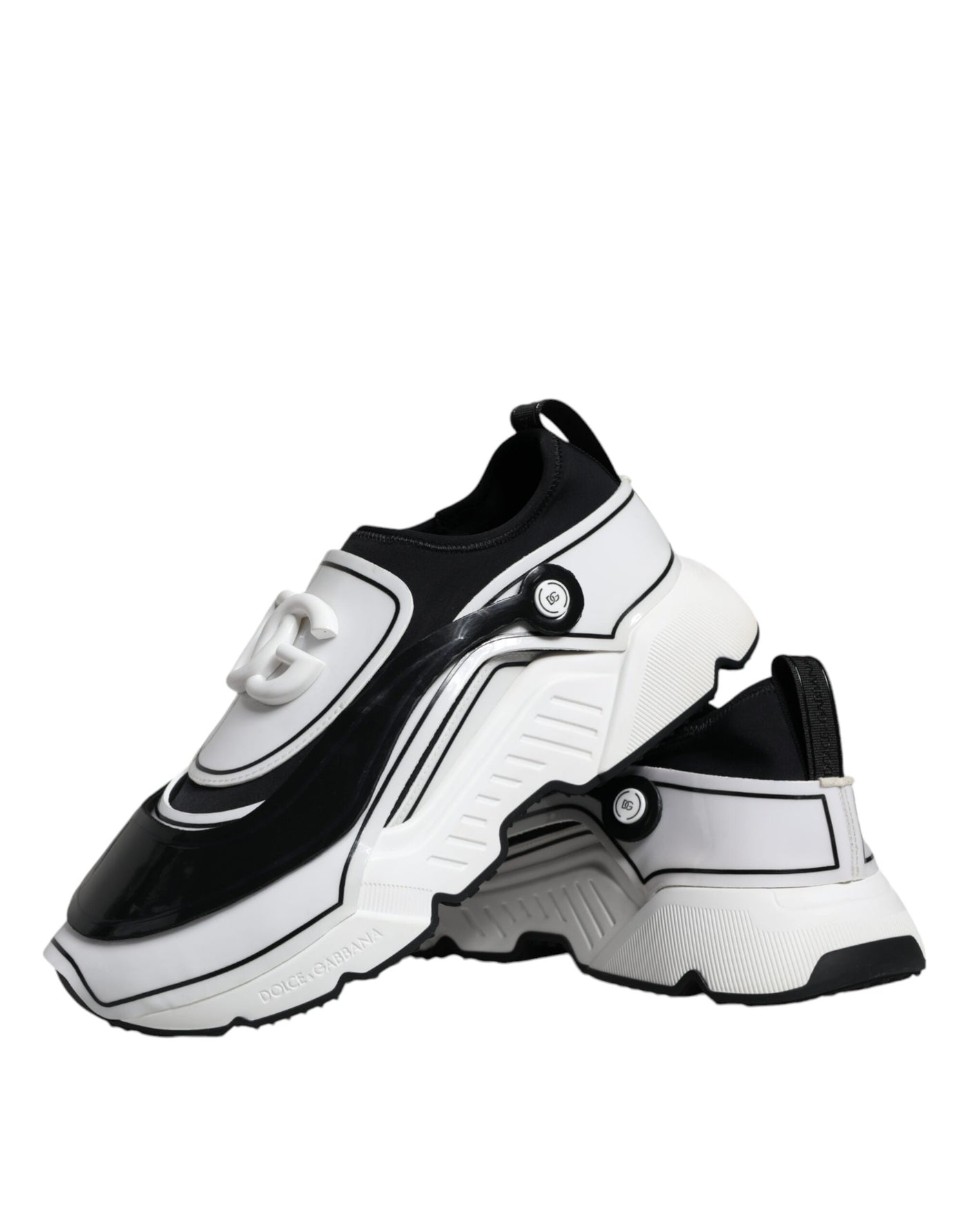 Dolce &amp; Gabbana Wit Zwart Logo Plaque Daymaster Sneakers Schoenen