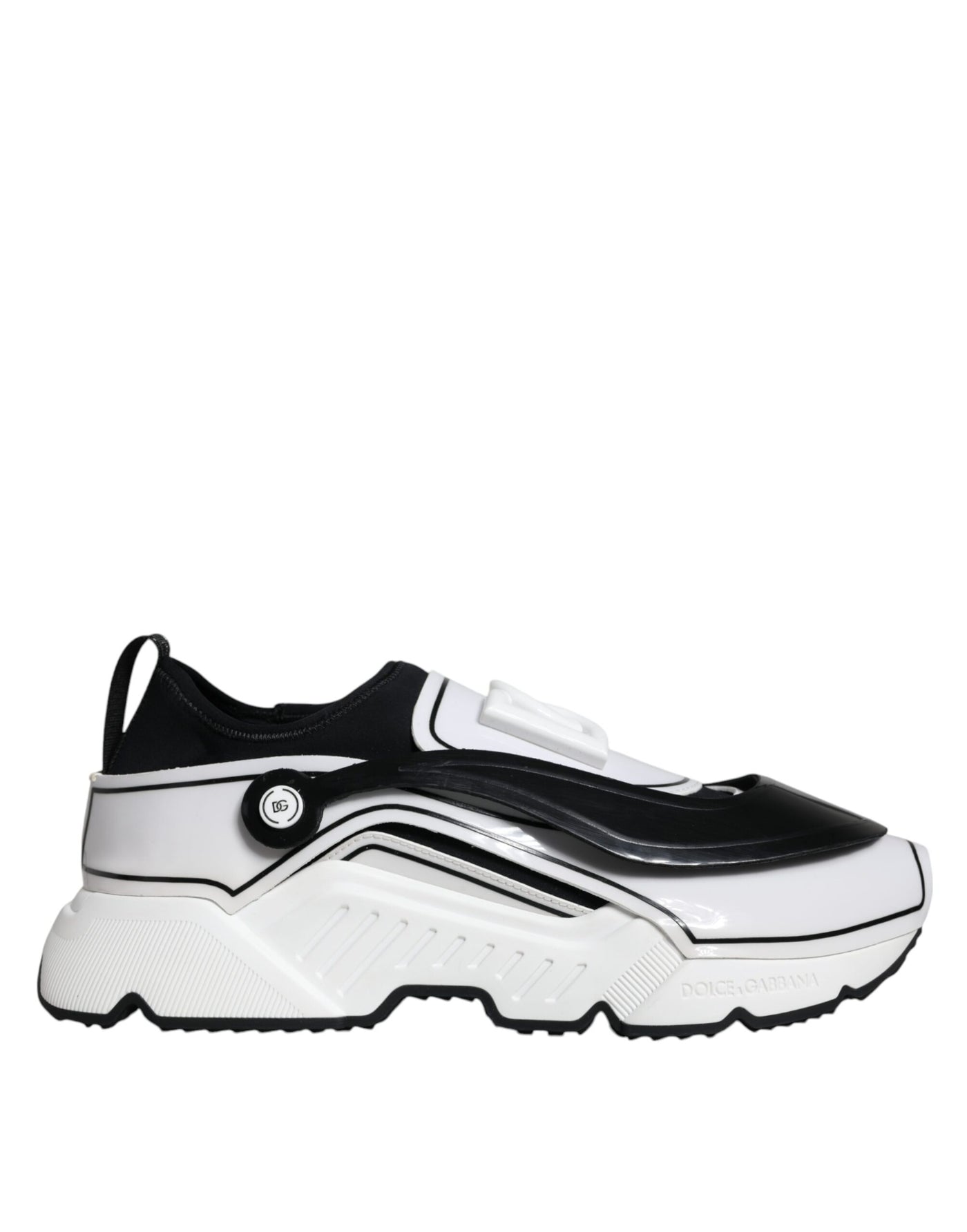 Dolce &amp; Gabbana Wit Zwart Logo Plaque Daymaster Sneakers Schoenen