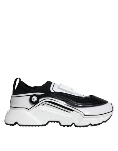 Dolce &amp; Gabbana Wit Zwart Logo Plaque Daymaster Sneakers Schoenen