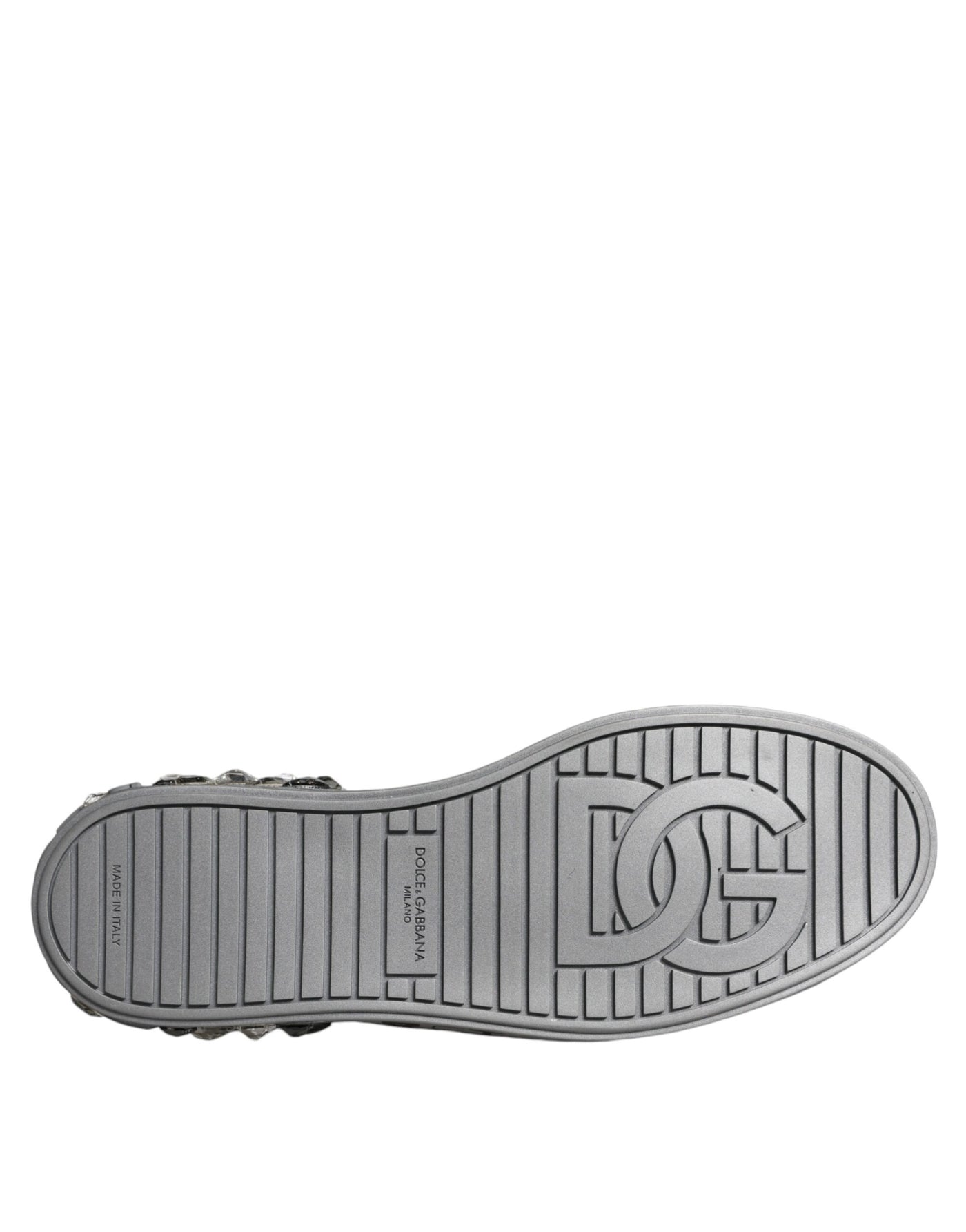 Dolce &amp; Gabbana Wit Zilver Crystal Logo Portofino Sneakers Schoenen