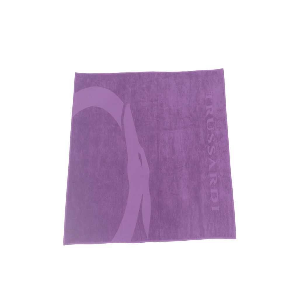 Trussardi Beachwear Paarse Katoenen Heren Zwemhanddoek
