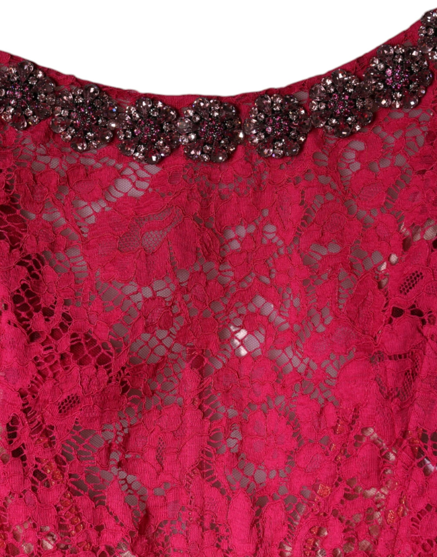 Dolce &amp; Gabbana roze kanten kristallen manteljurk met lange mouwen