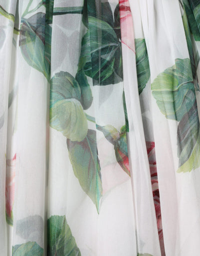 Dolce &amp; Gabbana witte zijden A-lijn midi-jurk met bloemenprint