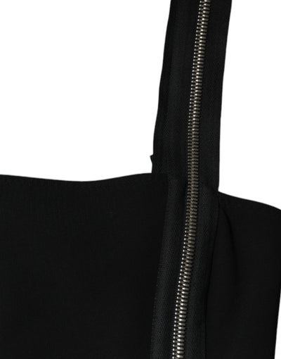 Dolce &amp; Gabbana Zwarte Bodycon Schede Midi-jurk met Ritssluiting