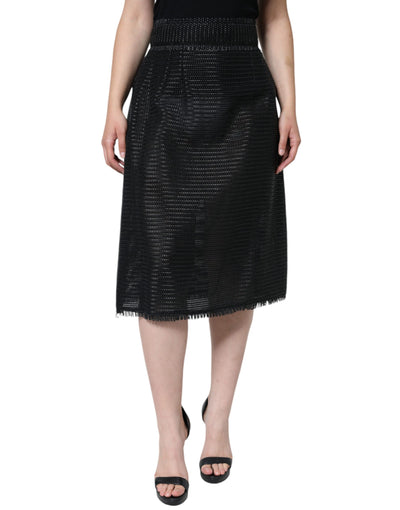 Dolce &amp; Gabbana Zwarte Viscose Hoge Taille Potloodrok