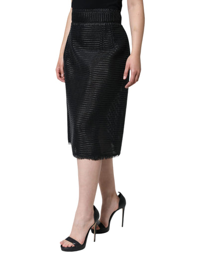 Dolce &amp; Gabbana Zwarte Viscose Hoge Taille Potloodrok