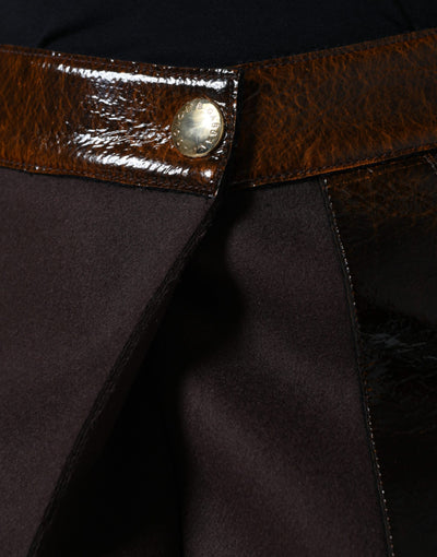 Dolce &amp; Gabbana Bruine Maagdelijke Wol Mid Taille A-lijn Minirok