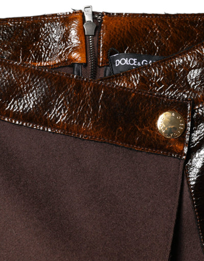 Dolce &amp; Gabbana Bruine Maagdelijke Wol Mid Taille A-lijn Minirok